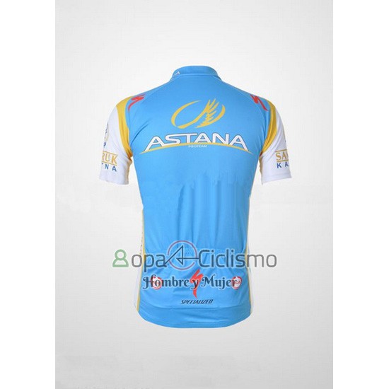 Astana Ropa Ciclismo Culotte Corto 2012 Mangas Cortas Azul Claro